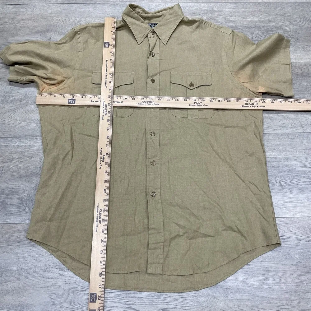 Polo Ralph Lauren Tan Brown S/S Camp Style Shirt Men Sz XL FAIR